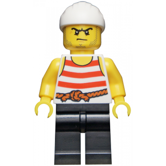 Pirate 8 - Red and White Stripes, Black Legs, Scowl