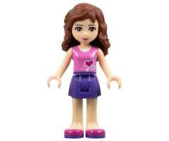 Friends Olivia, Dark Purple Skirt, Dark Pink Top with Hearts and White Undershirt