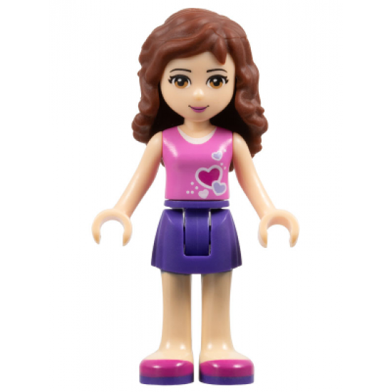 Friends Olivia, Dark Purple Skirt, Dark Pink Top with Hearts and White Undershirt