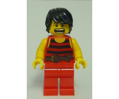 Pirate 7 - Black and Red Stripes, Red Legs, Scared, Brown Crow's Feet