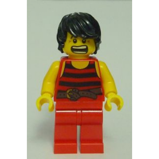 Pirate 7 - Black and Red Stripes, Red Legs, Scared, Brown Crow's Feet
