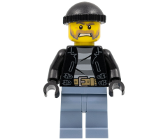 Police - City Bandit Male with Brown and Gray Beard, Black Knit Cap
