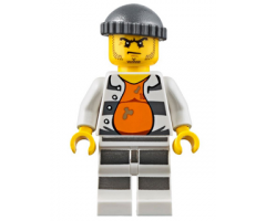 Police - Jail Prisoner 18675, Open Shirt, Striped Legs, Gray Knit Cap