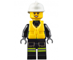 Fire - Reflective Stripes with Utility Belt and Flashlight, Life Jacket, White Fire Helmet, Peach Lips Open Mouth Smile