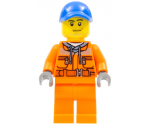 Tow Truck Driver - Male, Orange Safety Jacket, Reflective Stripe, Sand Blue Hoodie, Orange Legs, Blue Cap with Hole, Stubble