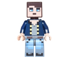 Minecraft Skin 8 - Pixelated, Dark Blue Jacket and Bright Light Blue and Sand Blue Legs