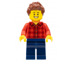 Race Fan - Male, Red Plaid Flannel Shirt, Dark Blue Legs, Reddish Brown Spiked Hair, Open Mouth Smile with Teeth