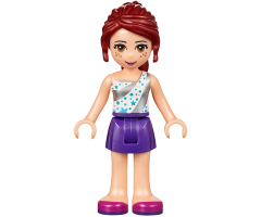 Friends Mia, Dark Purple Skirt, White One Shoulder Top with Stars