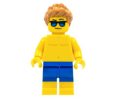 Beachgoer - Blue Male Swim Trunks and Sunglasses