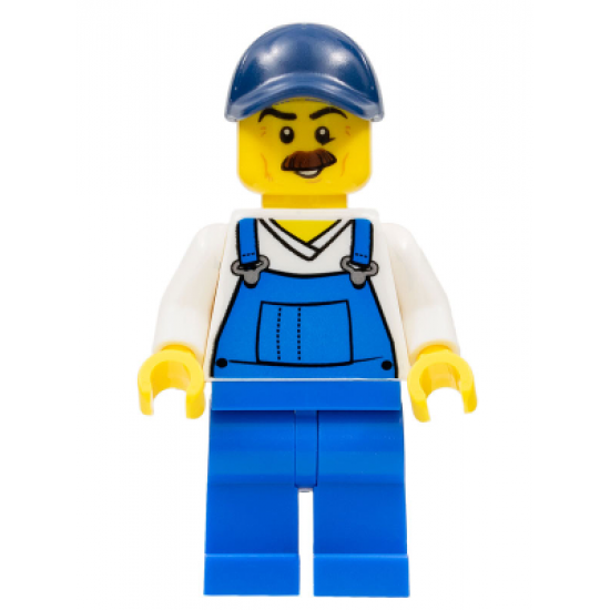 Beach Janitor - Blue Overalls and Dark Blue Cap