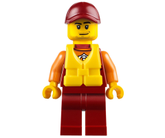 Coast Guard City - Lifeguard, Dark Red Cap with Smirk and Life Jacket