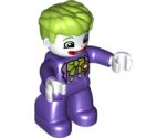 Duplo Figure Lego Ville, The Joker, Dark Purple Legs and Top, White Hands, White Head, Red Lips, Lime Hair