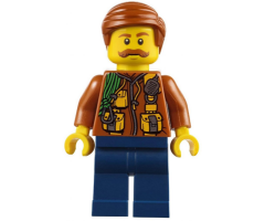 City Jungle Explorer - Dark Orange Jacket with Pouches, Dark Blue Legs, Dark Orange Smooth Hair, Moustache
