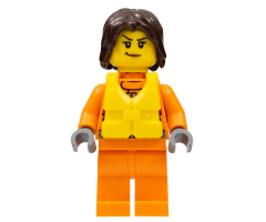 Coast Guard City - Female Rescuer, Dark Brown Hair with Life Jacket