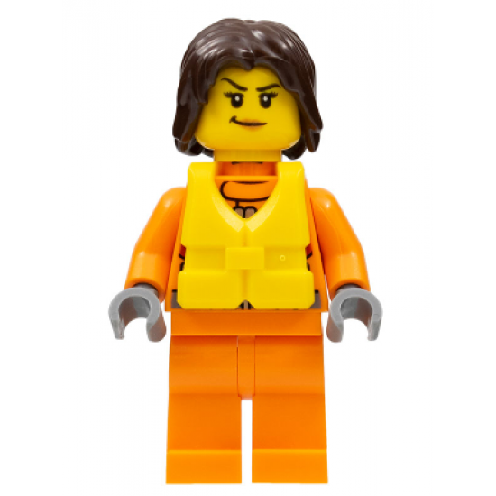 Coast Guard City - Female Rescuer, Dark Brown Hair with Life Jacket