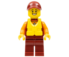 Coast Guard City - Rescuer, Dark Red Cap with Big Smile and Life Jacket