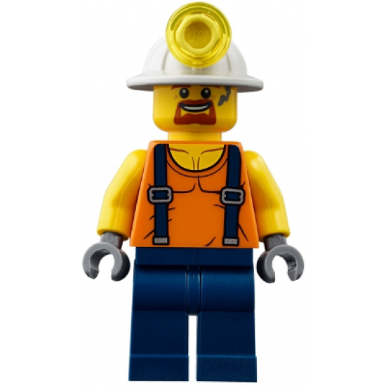 Miner - Shirt with Straps, Dark Blue Legs, Mining Helmet, Goatee and Moustache