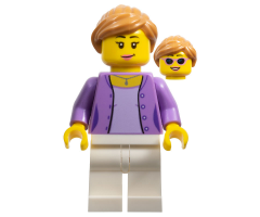 Race Visitor - Female, Medium Lavender Jacket over Lavender Shirt, White Legs, Medium Nougat Ponytail and Swept Sideways Fringe, Dark Pink Lips