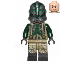 Clone Trooper Commander Gree, 41st Elite Corps (Phase 2) - Kashyyyk Camouflage, Dark Tan Markings on Legs, Scowl