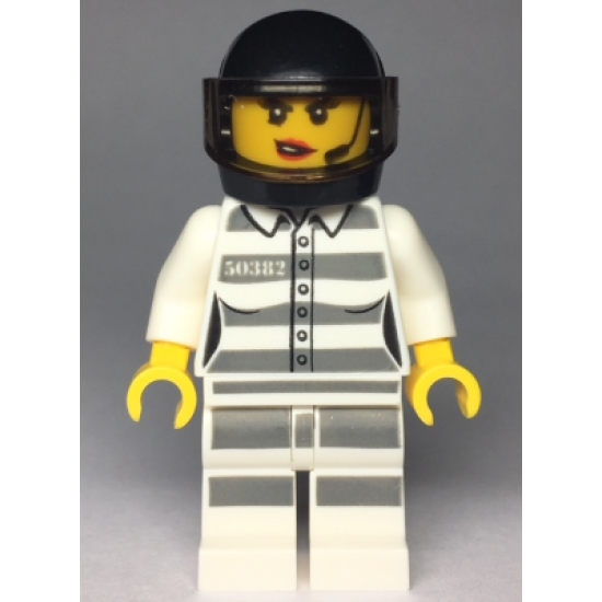 Sky Police - Jail Prisoner 50382 Prison Stripes, Female, Scowl with Red Lips and Open Mouth, Black Helmet