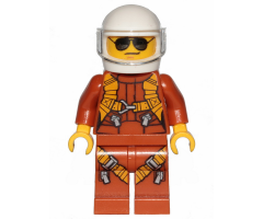 Pilot - Dark Orange Jumpsuit, Dark Orange Legs with Straps, White Helmet, Trans-Clear Visor, Black and Silver Sunglasses