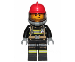 Fire - Reflective Stripes, Stubble Beard, Red Helmet, Breathing Neck Gear with Blue Air Tanks