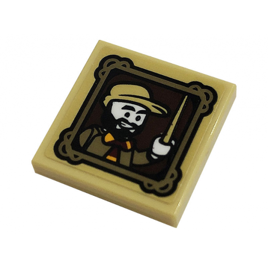 Tile, Modified 2 x 2 Inverted with Groove with Minifigure with Magic Wand in Picture Frame Pattern (Sticker) - Set 76382
