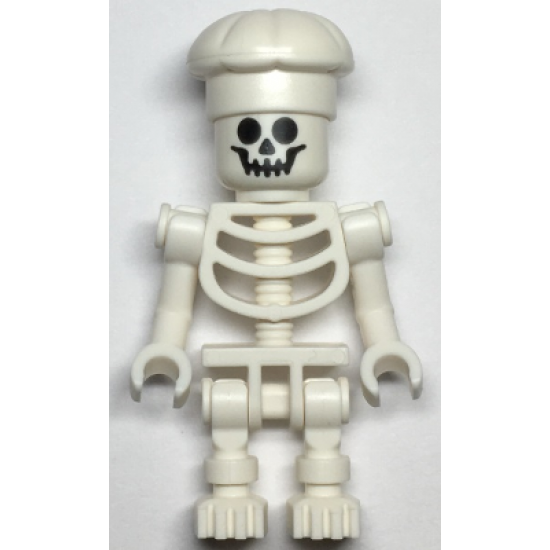 Skeleton with Standard Skull, Bent Arms Vertical Grip, White Chef Toque