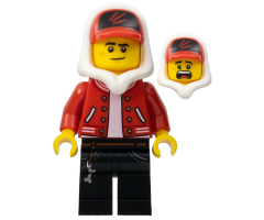 Jack Davids - Red Jacket with Cap and Hood (Lopsided Smile / Scared)