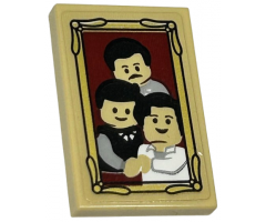 Tile 2 x 3 with Dursley Family Portrait in Gold Frame Pattern (Sticker) - Set 75968