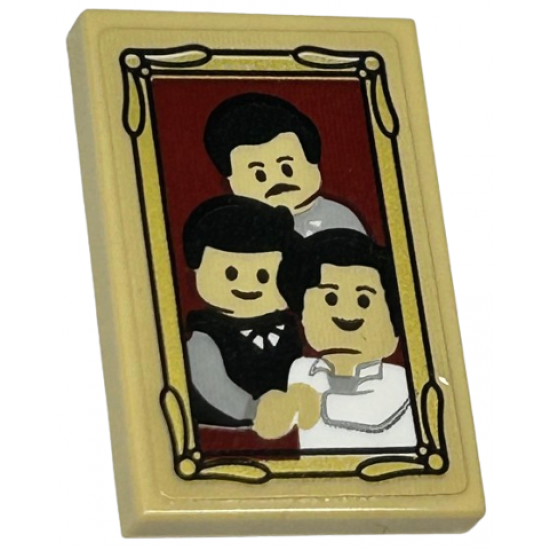 Tile 2 x 3 with Dursley Family Portrait in Gold Frame Pattern (Sticker) - Set 75968