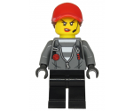 Police - Jail Prisoner Jacket over Prison Stripes, Female, Black Legs, Red Cap with Ponytail