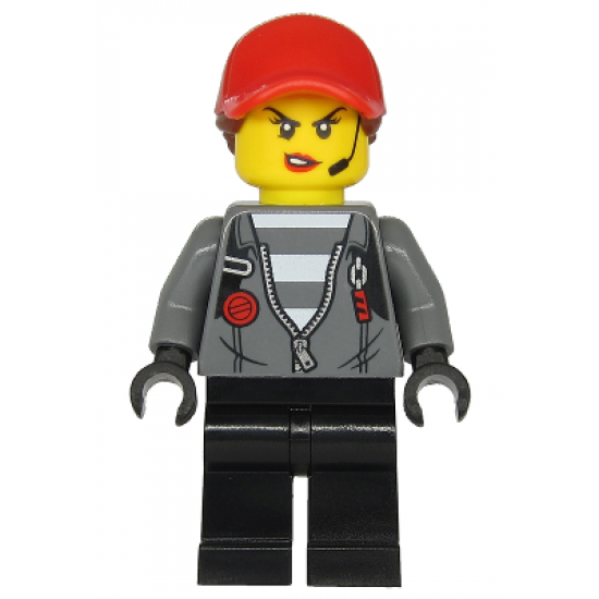 Police - Jail Prisoner Jacket over Prison Stripes, Female, Black Legs, Red Cap with Ponytail