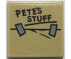 Tile 2 x 2 with 'PETE’S STUFF' and Tape Pattern (Sticker) - Set 76108