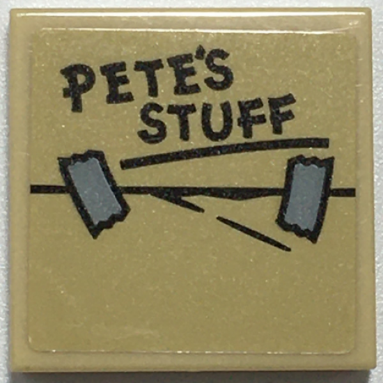 Tile 2 x 2 with 'PETE’S STUFF' and Tape Pattern (Sticker) - Set 76108