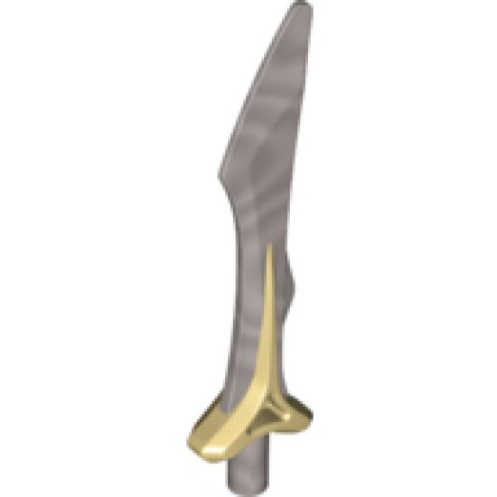Minifigure, Weapon Sword, Blade with Bar and Spike on Top, Marbled Flat Silver Pattern