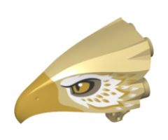 Animal, Body Part Bird Head Upper Jaw with Metallic Gold Beak and White and Metallic Gold Feathers Pattern (Thunderbird)