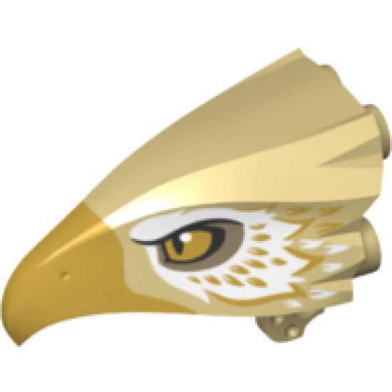 Animal, Body Part Bird Head Upper Jaw with Metallic Gold Beak and White and Metallic Gold Feathers Pattern (Thunderbird)