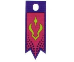 Plastic Flag with Dark Purple Border, Magenta Background and Lime Green Elves Symbol Pattern