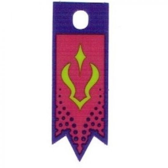 Plastic Flag with Dark Purple Border, Magenta Background and Lime Green Elves Symbol Pattern