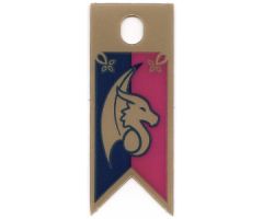 Plastic Flag with Dragon Head on Magenta and Dark Blue Background Pattern