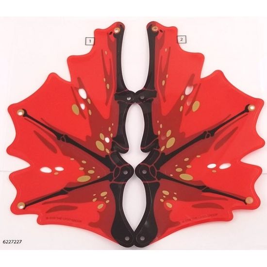 Plastic Wing Dragon with Black Spines, Dark Red Splotches, and Gold Ovals on Red Background Pattern, Sheet of 2