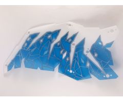 Plastic Part for Set 70678 - Dragon Wing with White Forearm, Trans-Light Blue Skin, and Metallic Light Blue Cracks, LEGO Copyright on Right Pattern