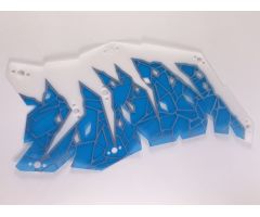 Plastic Part for Set 70678 - Dragon Wing with White Forearm, Trans-Light Blue Skin, and Metallic Light Blue Cracks, LEGO Copyright on Left Pattern