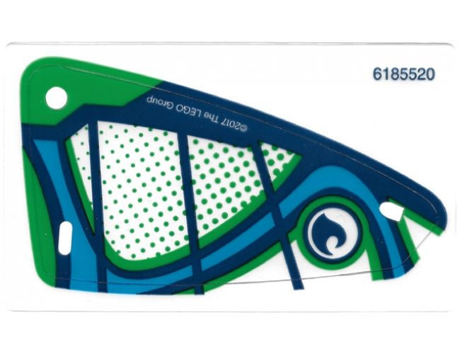 Plastic Triangle 6 x 12 Sail with Dark Blue Wave in Circle and Dark Azure, Dark Blue and Green Markings Pattern