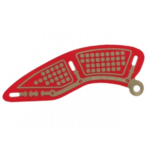 Plastic Wing Curved with Gold Partitioned Squares on Red Background Pattern