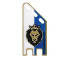 Plastic Flag with Black and Gold Lion with Crown on Blue and White Halves Pattern, Squared Ends