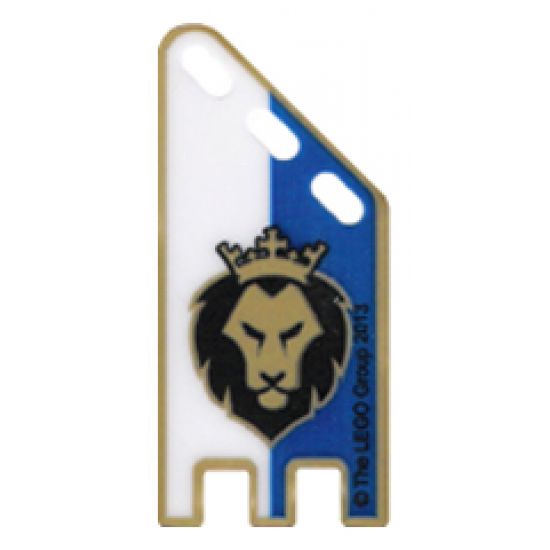 Plastic Flag with Black and Gold Lion with Crown on Blue and White Halves Pattern, Squared Ends