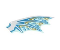 Plastic Wing Dragon with White Spines, Dark Azure and Gold Scrollwork and White Sparkles Pattern