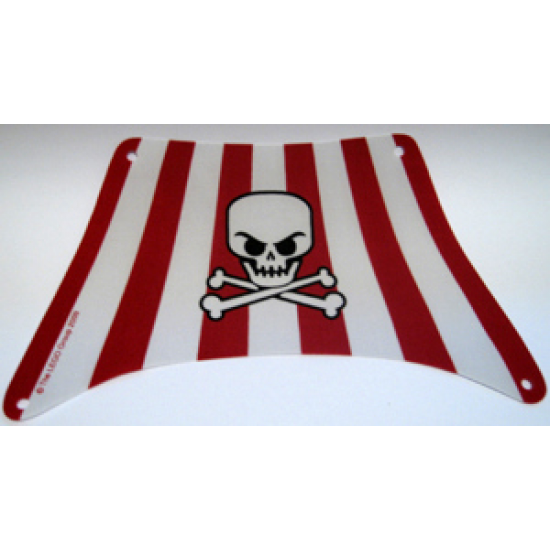 Cloth Sail 28 x 18 Bottom with Red Stripes, Skull and Crossbones Pattern